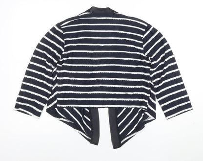 Marks and Spencer Per Una Women's Black Stripe V-Neck Open Cardigan Size 14