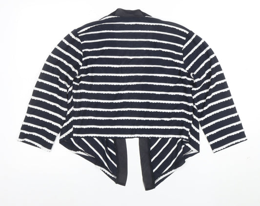 Marks and Spencer Per Una Women's Black Stripe V-Neck Open Cardigan Size 14