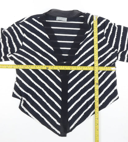 Marks and Spencer Per Una Women's Black Stripe V-Neck Open Cardigan Size 14