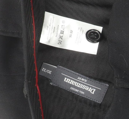 Dressmann Slim Fit Black Dress Pants 30x32 Unisex Adults Trousers