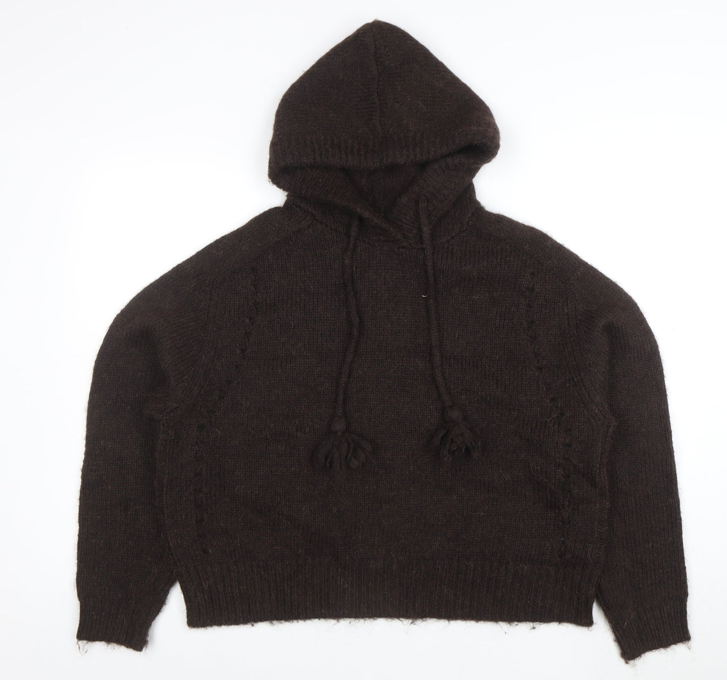 Per Una Women Brown Alpaca Blend Hooded Knit Jumper Size M