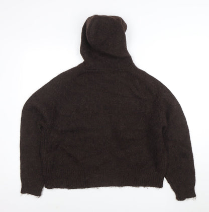 Per Una Women Brown Alpaca Blend Hooded Knit Jumper Size M