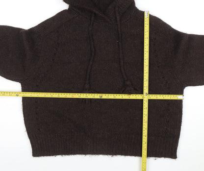 Per Una Women Brown Alpaca Blend Hooded Knit Jumper Size M