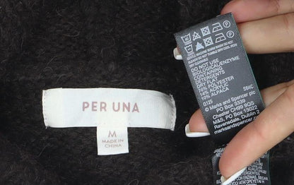 Per Una Women Brown Alpaca Blend Hooded Knit Jumper Size M