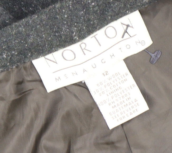 Norton McNaughton Womens Grey Wool Blend Tweed Classic Trousers Size 12