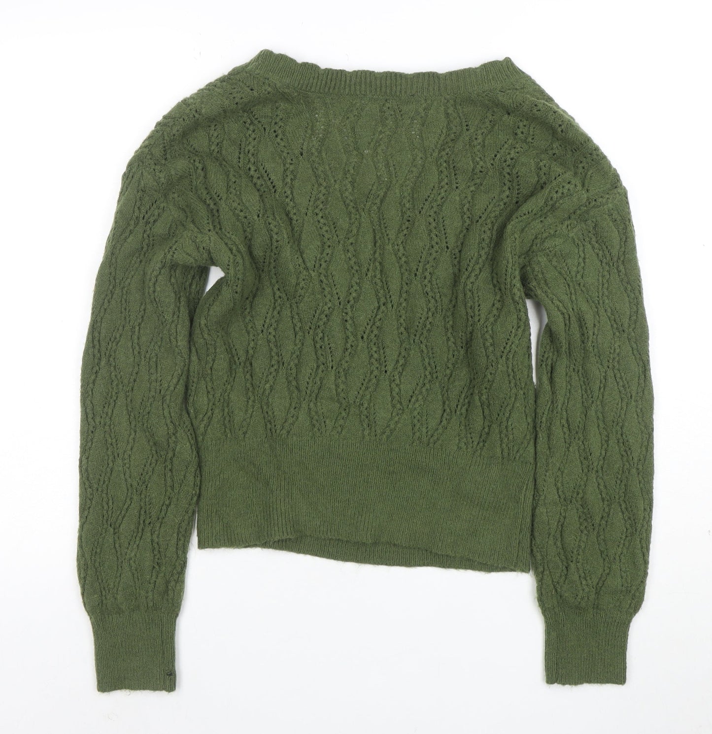 Axara Women’s Green V-Neck Wrap Knit Jumper Size S