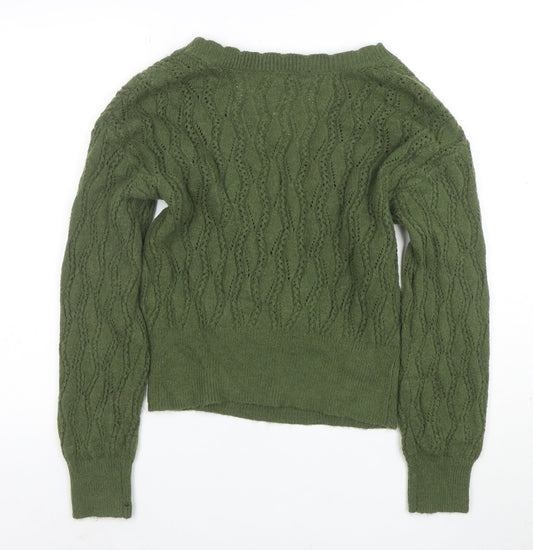 Axara Women’s Green V-Neck Wrap Knit Jumper Size S