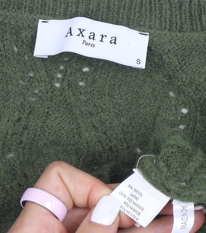 Axara Women’s Green V-Neck Wrap Knit Jumper Size S