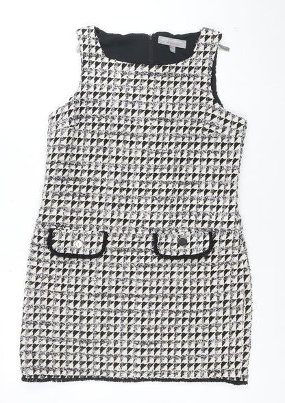 Dorothy Perkins Women’s Black Houndstooth Tweed Pinafore Dress Size 12