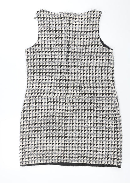 Dorothy Perkins Women’s Black Houndstooth Tweed Pinafore Dress Size 12