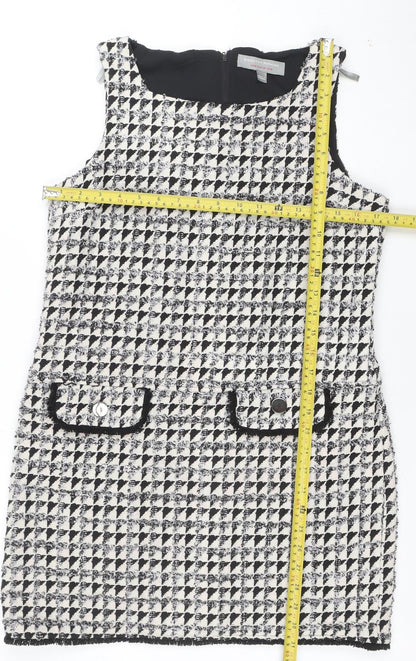 Dorothy Perkins Women’s Black Houndstooth Tweed Pinafore Dress Size 12