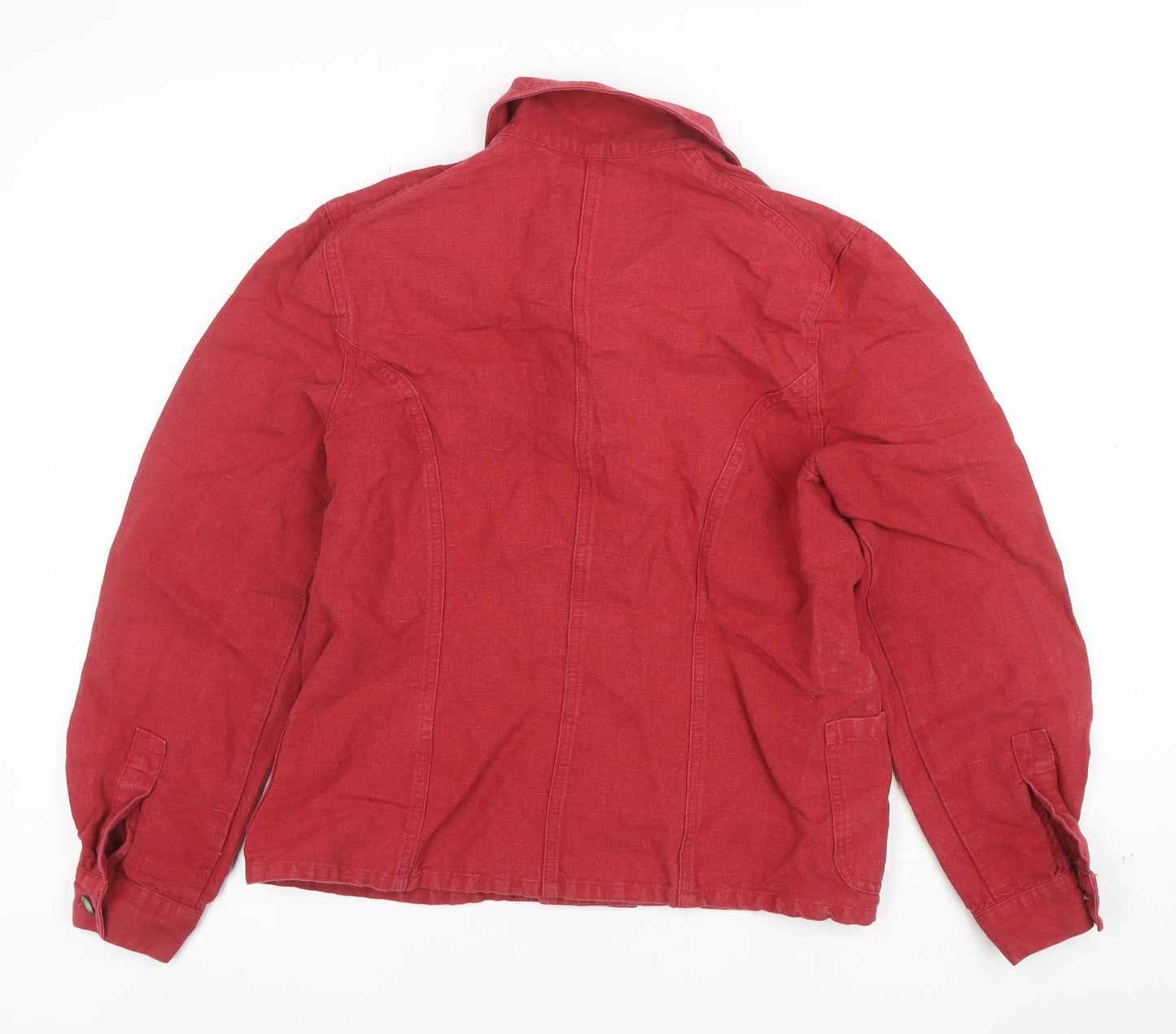 Laura Ashley Women's Red Linen Blend Pea Coat Jacket Size S
