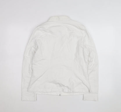 Olsen Women's White Linen Cotton Zip Button-Up Shirt Size 12