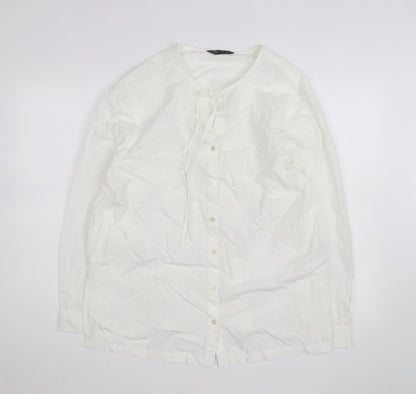 Marks and Spencer Women's White Blouse Size 14 Regular Fit Tunic