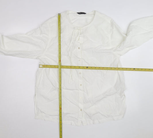 Marks and Spencer Women's White Blouse Size 14 Regular Fit Tunic
