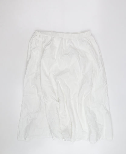 Marks and Spencer Women's White Size 14 A-Line Knee Length Cotton Skirt