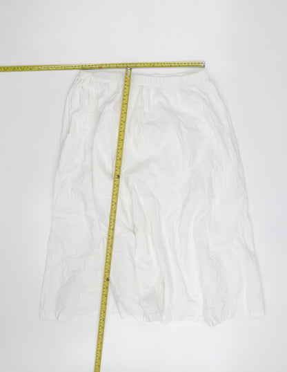 Marks and Spencer Women's White Size 14 A-Line Knee Length Cotton Skirt