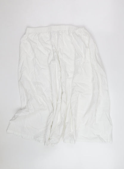 Marks and Spencer Women's White Size 14 A-Line Knee Length Cotton Skirt