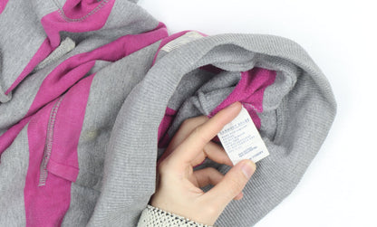 Jack Wills Womens Grey Pink Stripe Pullover Hoodie Size 8 Cotton Blend