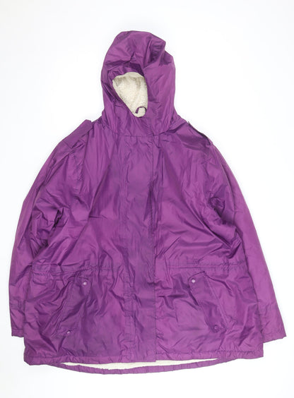 Cotton Traders Women's Purple Hooded Long Coat Size 26