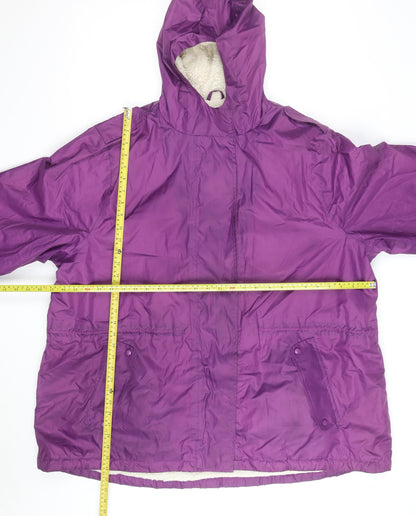 Cotton Traders Women's Purple Hooded Long Coat Size 26