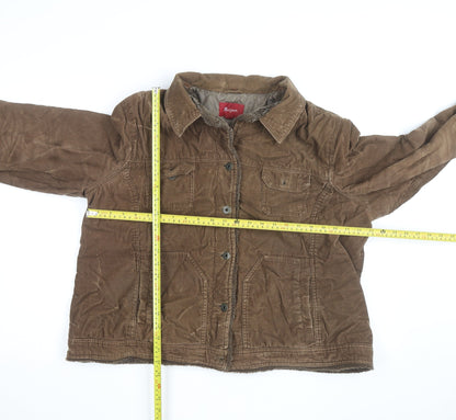 Monsoon Women Brown Corduroy Jacket Size 22 Lined Casual Coat
