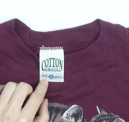 Cotton Grove Designs Men’s Red Cat Print Sweatshirt Size S Vintage Pullover