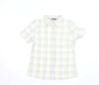 Isle Womens Multicoloured Check Cotton Short Sleeve Button-Up Shirt Size 12
