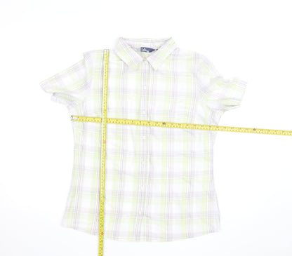 Isle Womens Multicoloured Check Cotton Short Sleeve Button-Up Shirt Size 12