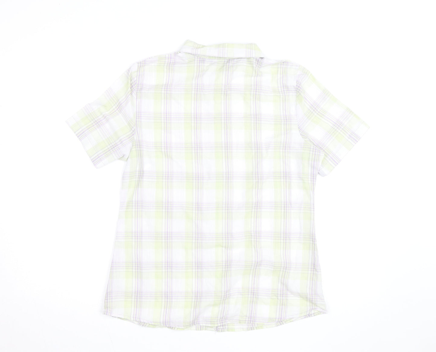 Isle Womens Multicoloured Check Cotton Short Sleeve Button-Up Shirt Size 12