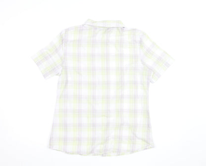 Isle Womens Multicoloured Check Cotton Short Sleeve Button-Up Shirt Size 12