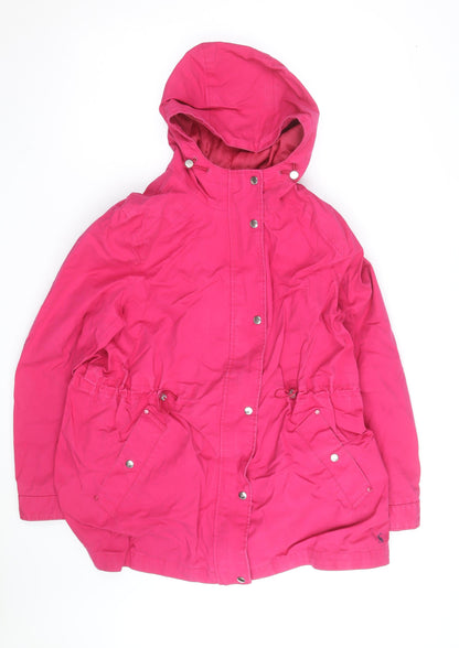 Joules Women’s Pink Hooded Waterproof Rain Coat Jacket Size 16