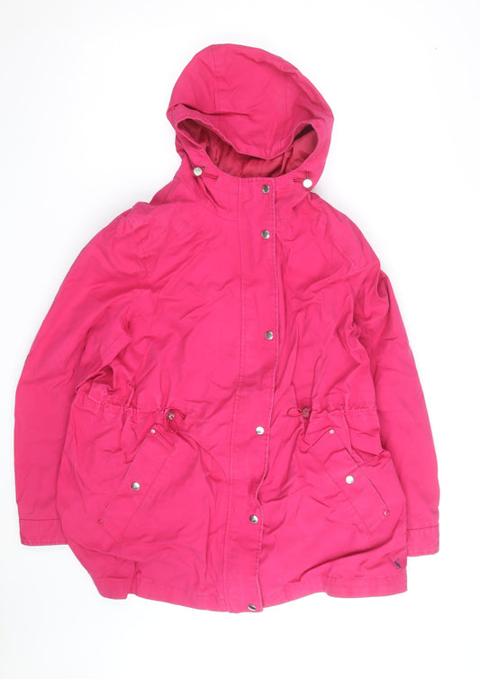 Joules Women’s Pink Hooded Waterproof Rain Coat Jacket Size 16