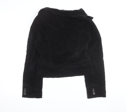 LJR Womens Black Corduroy Blazer Jacket Size 12 Classic Style
