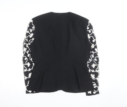 Carmen Toranzo Black Embroidered Blazer Women’s Size 12 Formal Jacket