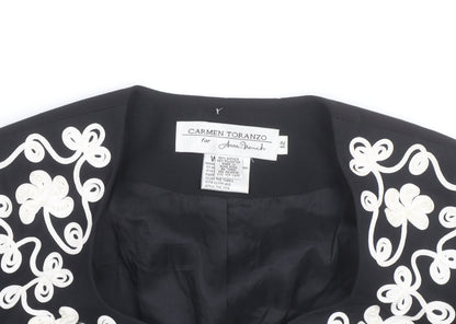 Carmen Toranzo Black Embroidered Blazer Women’s Size 12 Formal Jacket