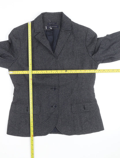 Anne Klein Women Grey Tweed Single-Breasted Blazer Size 10