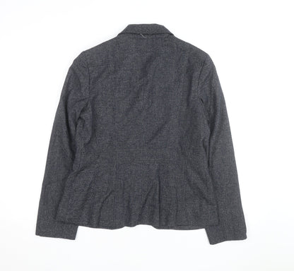 Anne Klein Women Grey Tweed Single-Breasted Blazer Size 10