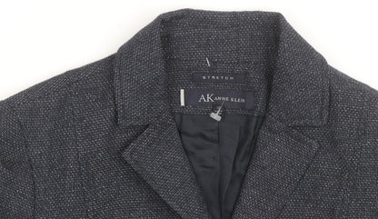 Anne Klein Women Grey Tweed Single-Breasted Blazer Size 10