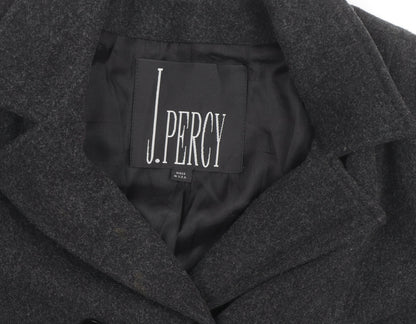 J. Percy Men's Grey Wool Pea Coat Size 42 Regular Fit Winter