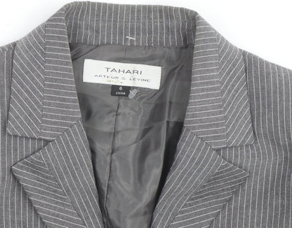 Tahari Arthur S. Levine Womens Grey Pinstripe Blazer Size 10