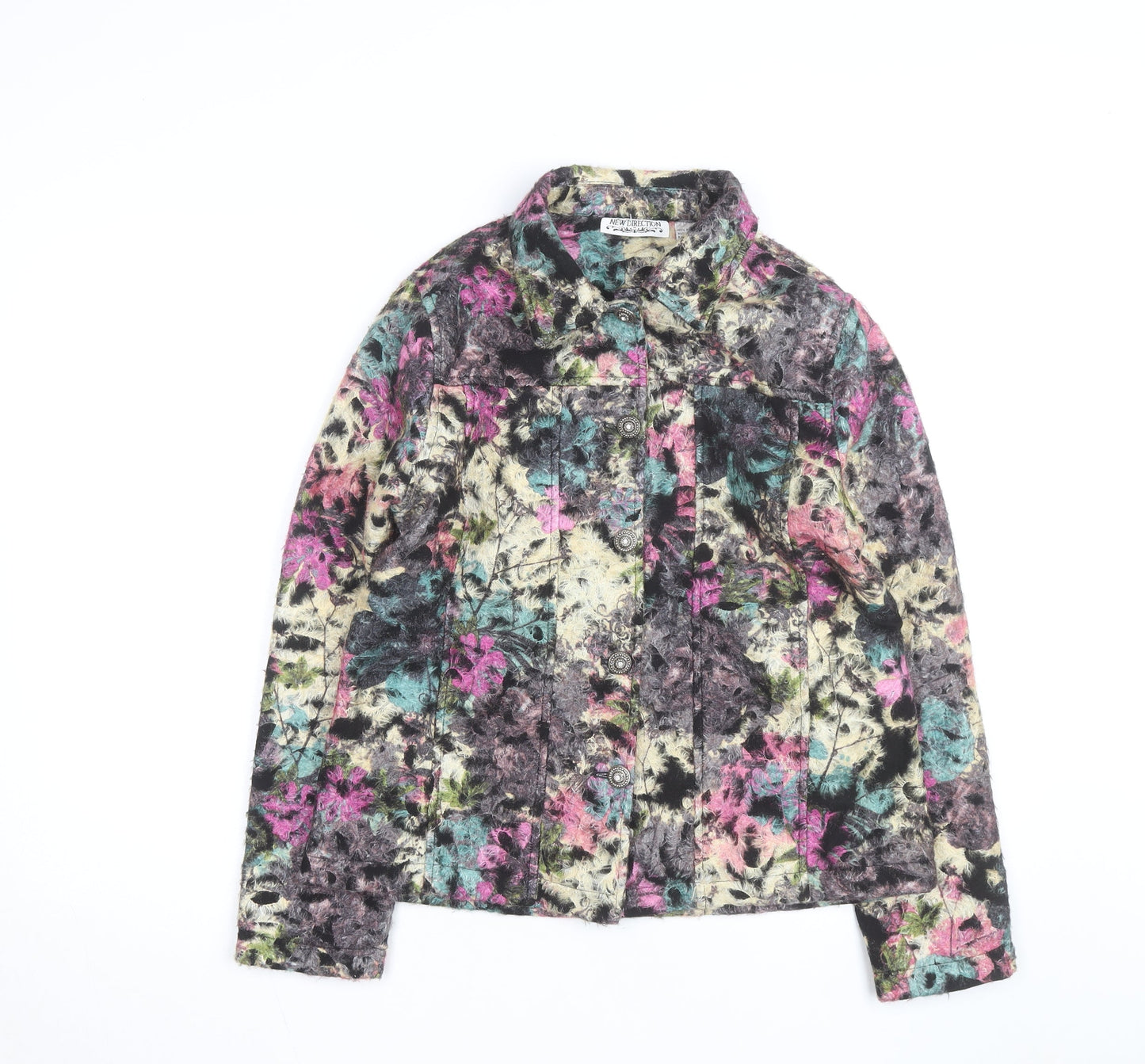 New Direction Women Multicoloured Floral Button Jacket Size M