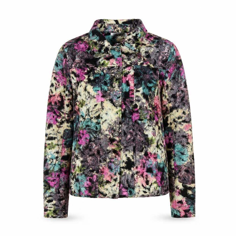 New Direction Women Multicoloured Floral Button Jacket Size M