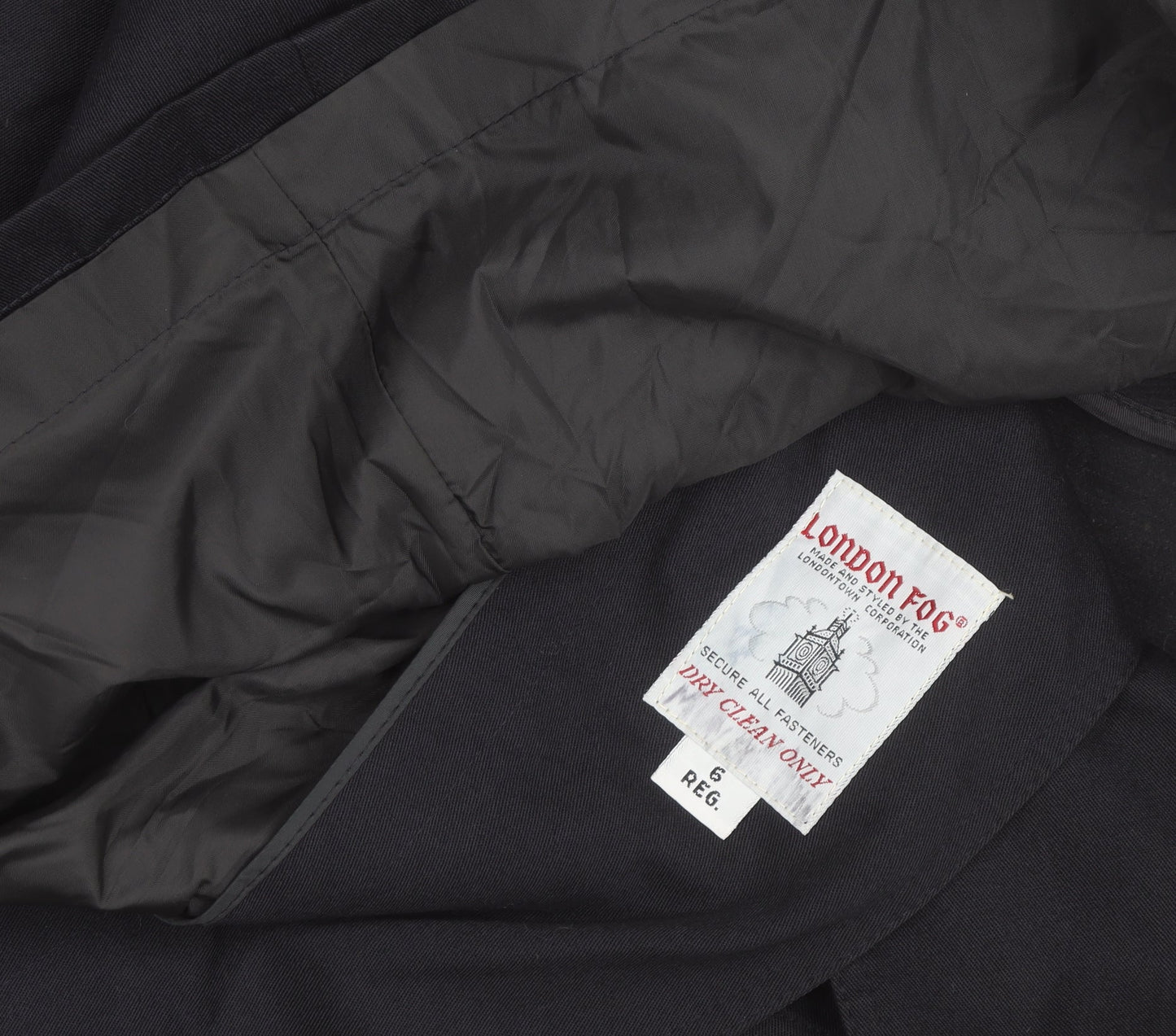 London Fog Women's Black Trench Coat Size 6 Regular Long Lined Classic Style