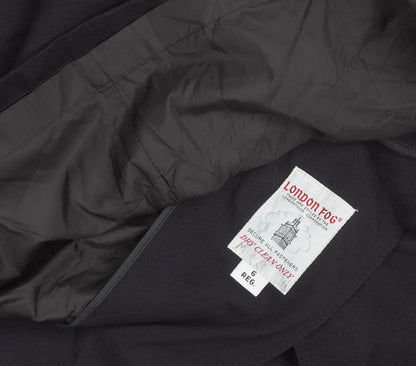 London Fog Women's Black Trench Coat Size 6 Regular Long Lined Classic Style
