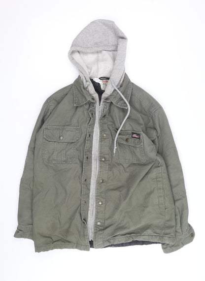 Dickies Men Green Hooded Workwear Canvas Jacket Size M