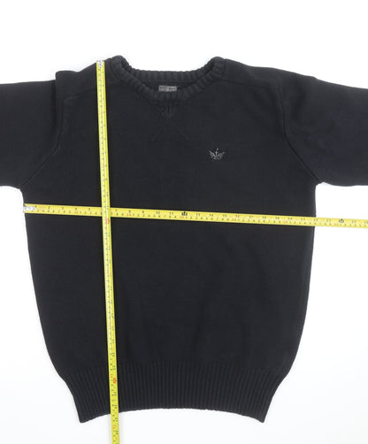 Firetrap Men's Black 3XL Crew Neck Cotton Pullover Jumper