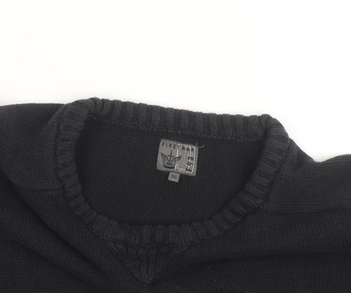 Firetrap Men's Black 3XL Crew Neck Cotton Pullover Jumper