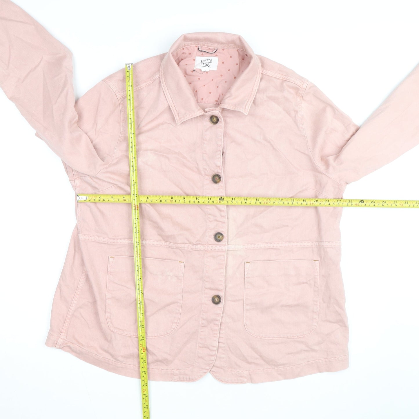 White Stuff Women's Pink Cotton Button Jacket Size 20