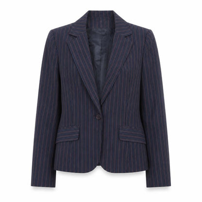Rena Rowan Women Blue Pinstripe Blazer Size 12 Regular Fit